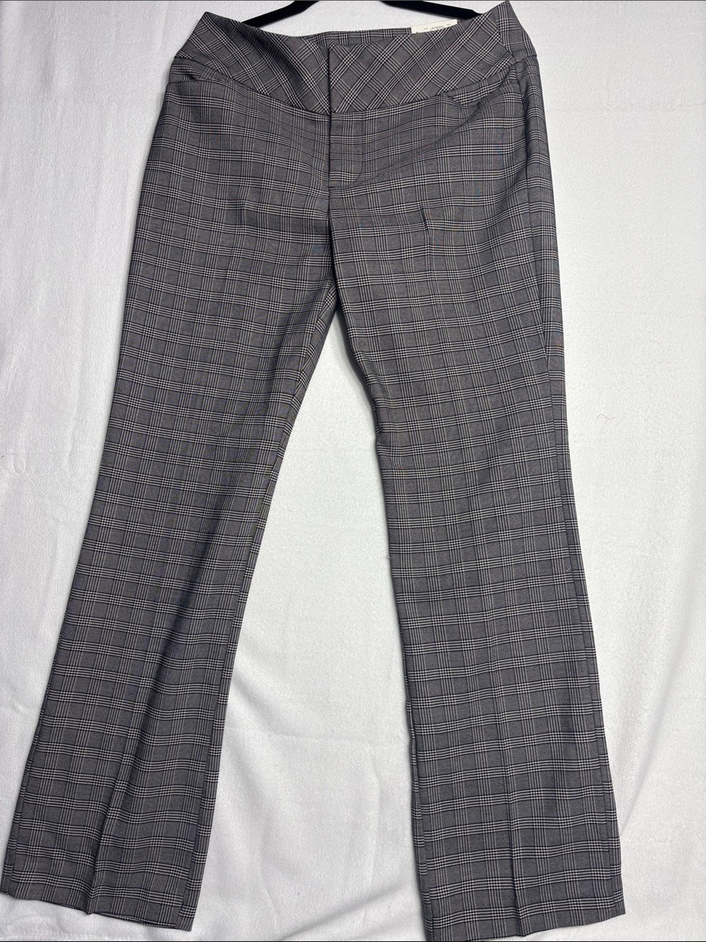 Elle Houndstooth Plaid Mid-Rise Bootcut Pant